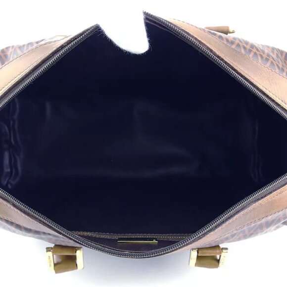 MARIO VALENTINO Boston bag MV mark beige PVC ?~ leather Authentic T19856 - Picture 7 of 9